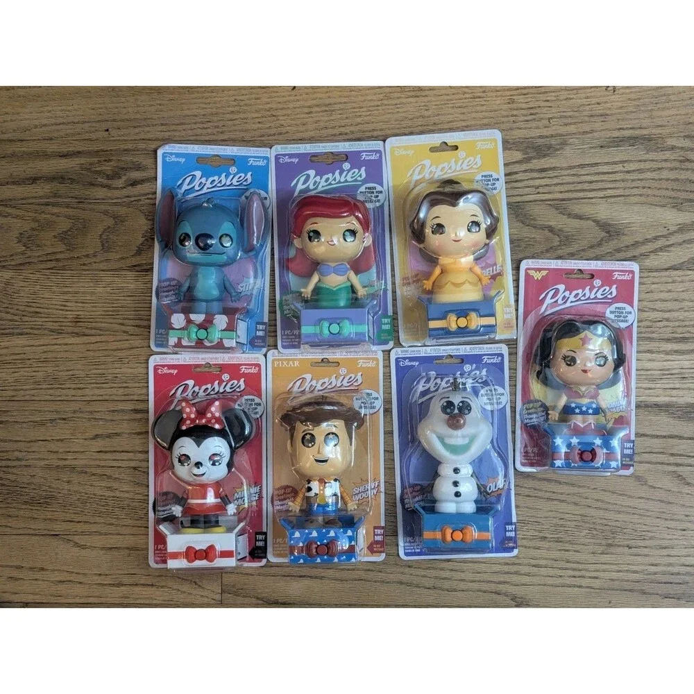 Funko Popsies Lot of 7 Disney Pixar DC Wonder Woman Stitch Ariel Woody New